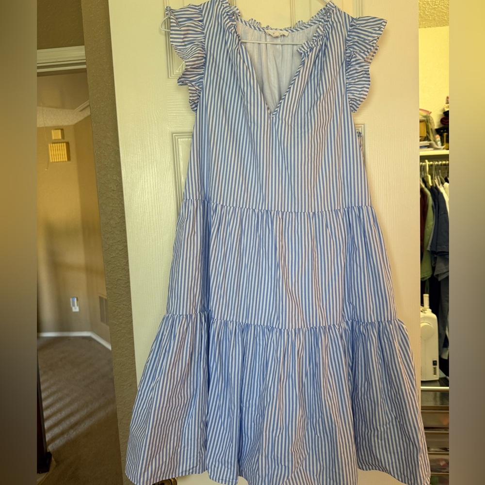Blue Striped Ruffle dress